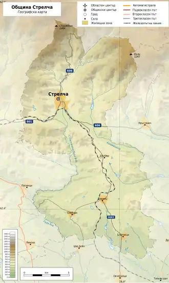 Община Стрелча на карте