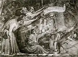 Буонамико Буффальмакко. Триумф смерти. Фрагмент: Больные старики, молящие о смерти. Кампосанто, Пиза