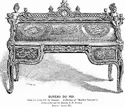 Изображение королевского бюро в издании: «Illustrated History of Furniture, From the Earliest to the Present Time from 1893 by Litchfield, Frederick, (1850-1930)»
