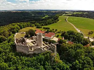 Руины замка с высоты птичьего полёта