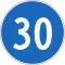 Zulässige Mindestgeschwindigkeit/Limite minimum de vitesse/Limite minimo di velocità (30 km/h)