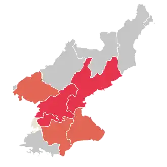 Карта распространения COVID-19 в КНДР