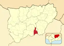 Расположение муниципалитета Кабра-дель-Санто-Кристо на карте провинции