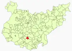 Расположение муниципалитета Кальсадилья-де-лос-Баррос на карте провинции