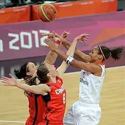 Гоше (№ 8) в игре за сборную Канады противсборной Великобритании (30 июля 2012 года)