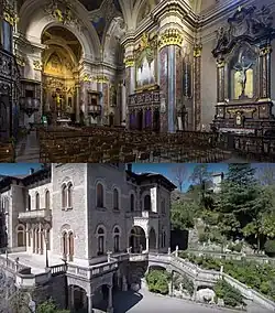 Интерьер церкви Святого Стефана Первомученик и Вилла Манньи-Риццоли