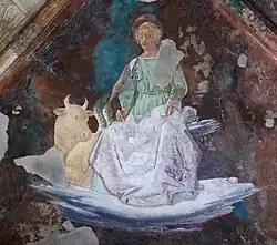 Пьеро делла Франческа и Лоренцо да Витербо. Евангелист Лука. Деталь росписи капеллы Святых Михаила и Петра в веригах в церкви Санта-Мария-Маджоре в Риме. 1459