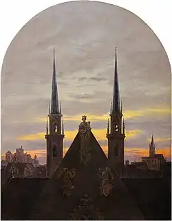 Вид на город на вечерней заре. Музей Бенхаус, Любек