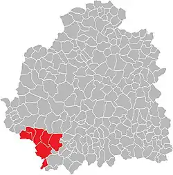 Кантон на карте департамента Эндр