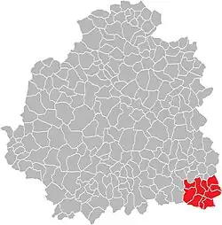 Кантон на карте департамента Эндр