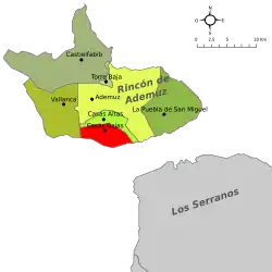 Расположение муниципалитета Касас-Бахас на карте провинции