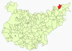 Расположение муниципалитета Кастильбланко на карте провинции