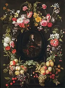 Натюрморт-гирлянда с мужским портретом