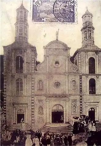 35 сантимов (Mi #65; Yt #70). На открытке: Собор Вознесения Девы Марии (Сен-Пьер)[фр.]