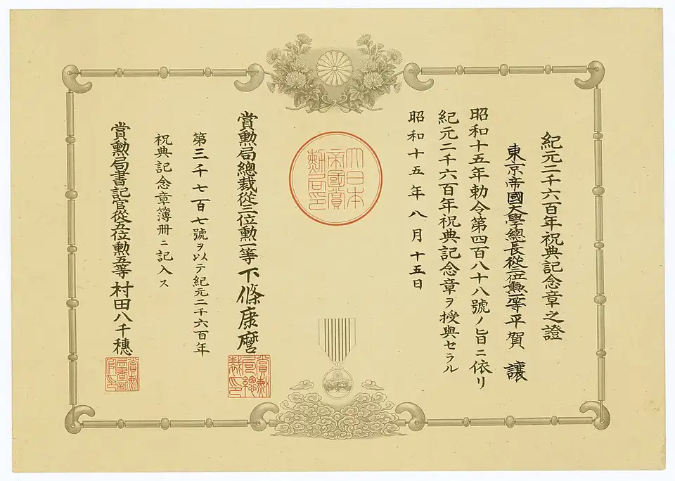 Наградной сертификат медали