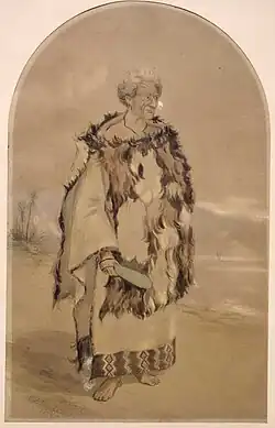 Вождь Те Рангихаэата в каху кури, наброшенной на какаху-каитака