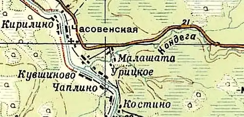 Деревня Бор на карте 1940 года