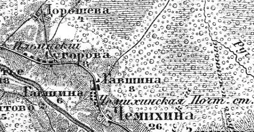 Деревня Сугорово на карте 1913 года