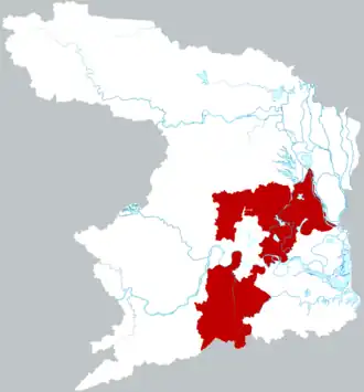 Динчэн на карте