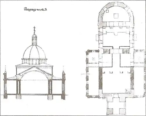 Храм в разрезе.1902 год. Архитектор Н. Н. Благовещенский