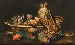 Натюрморт с соколом и битой пернатой дичью, частное собрание.