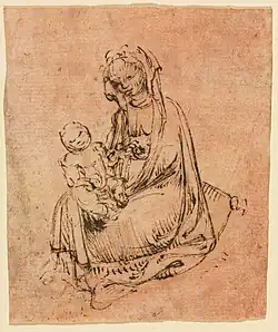 Мадонна с Младенцем. 1435. Бумага, перо, чернила. Художественный музей Кливленда, США