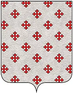 итал. d'argento, seminato di crocette ricrociate di rosso