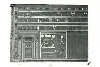 Деревянный саркофаг управляющего Нефри из XII династии. По неизвестным причинам в тексте на его поверхности в одном месте вместо имени Нефри был нарисован картуш более раннего фараона Уахкара Хети. Из Дейр-эль-Берша. В настоящее время хранится в Каирском музее (CG 28088)