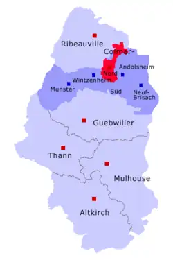 Кантон на карте департамента Верхний Рейн