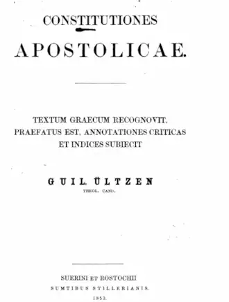 Constitutiones apostolicae, textum Gr. Guilelmus Ültzen - 1853
