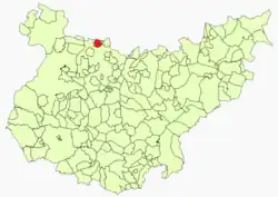 Расположение муниципалитета Кордобилья-де-Лакара на карте провинции