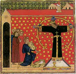 Легенда о скрипаче. 1400–1420. Миниатюра Кодекса Рапонди, Париж