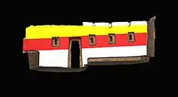 Компьютерная реконструкция первоначальной окраски стены в Комнате 42 в эпоху Инков, Тамбо-Колорадо