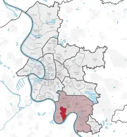Положение Иттера на карте Дюссельдорфа