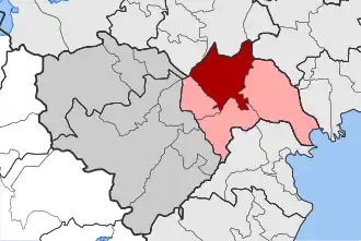 Карта общины:  — Александрия  — по часовой стрелке: Плати, Мелики, Андигонидес