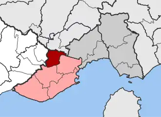 Карта общины: — Пангеон — Орфанос, Пиерес, Элефтере, Элефтеруполис