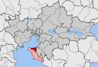Карта общины: 1 — Термаикос 2 — Миханьона (сверху) и Эпаноми (снизу)
