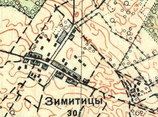 План деревни Зимитицы. 1930 год