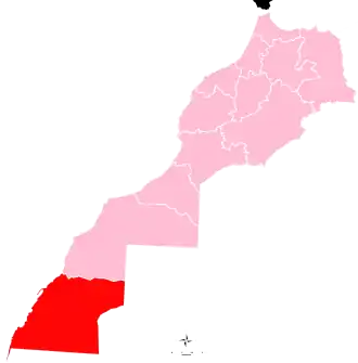 Область Дахла — Уэд-эд-Дахаб на карте Марокко