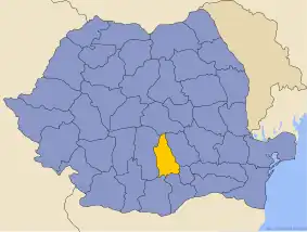 Карта Румынии с выделенным жудецем Дымбовица