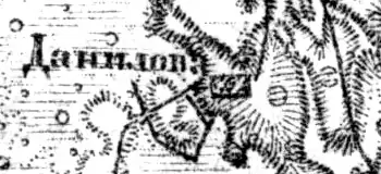 Деревня Данилово на карте 1919 года