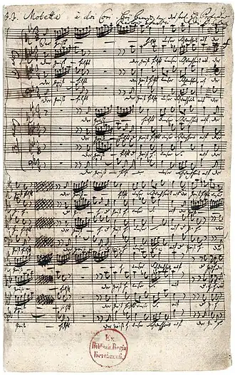 Первая страница мотета, рукопись И.С.Баха