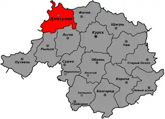 Дмитриевский уезд на карте