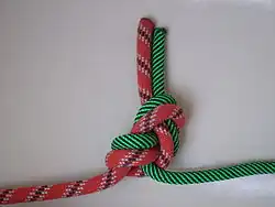 Восьмёрка c параллельными концами[англ.], Offset figure-eight bend.Может применяться в ситуациях, когда требуется быстро и надёжно соединить два троса. В точках выхода тросов из У. образуются перегибы под углом 90°, что может привести к обрыву троса при динамической нагрузке.