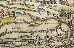 Карта античного Рима. Деталь. 1561