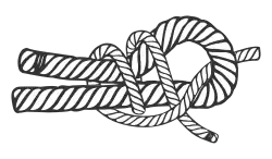 Завязанный с ошибкой узел, ходовые концы на разных сторонах узла