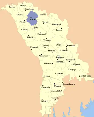 Дрокиевский район на карте