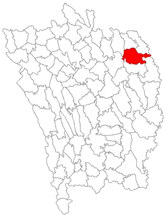 Расположение коммуны на карте жудеца Васлуй