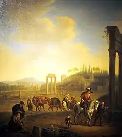 Пейзаж с римскими руинами. Медь, масло. Музей истории культуры, Росток, Германия