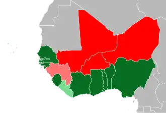 Нигер и его союзники
Страны, поддержавшие хунту Нигера
Страны ЭКОВАС, выступившие против переворота и хунты